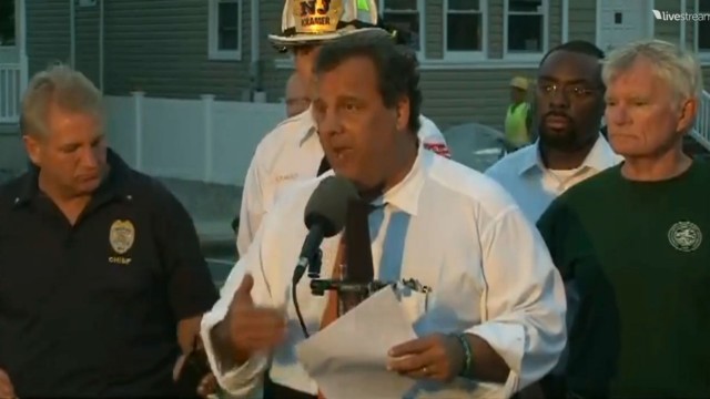 Gov. Christie Gives a Briefing of the Seaside Boardwalk Blaze