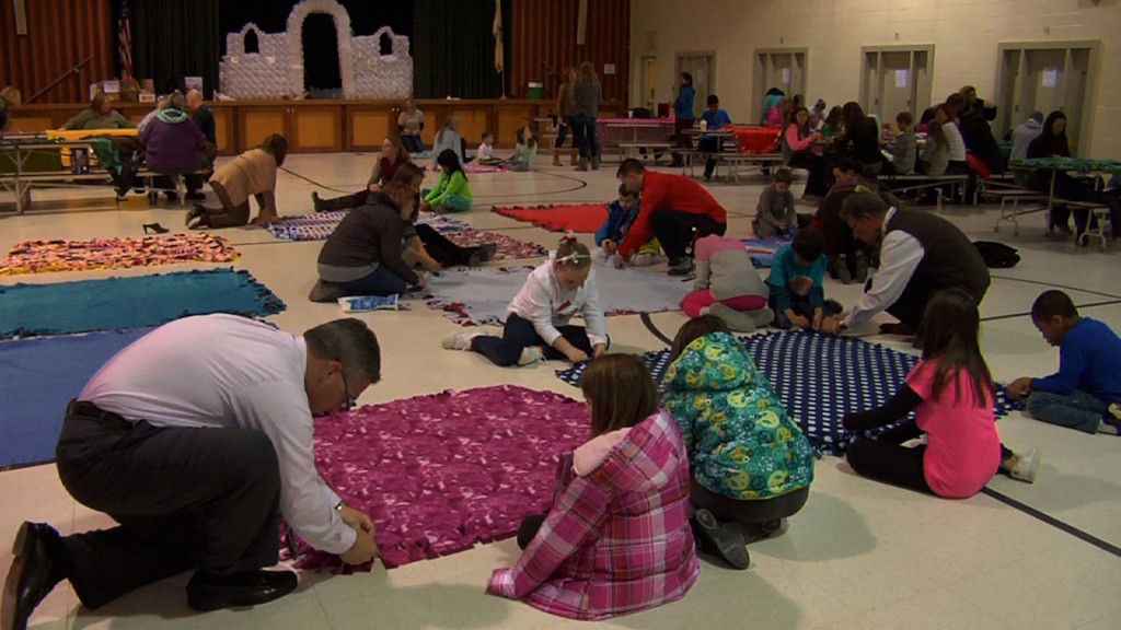 Students Make Blankets for Cancer Patients