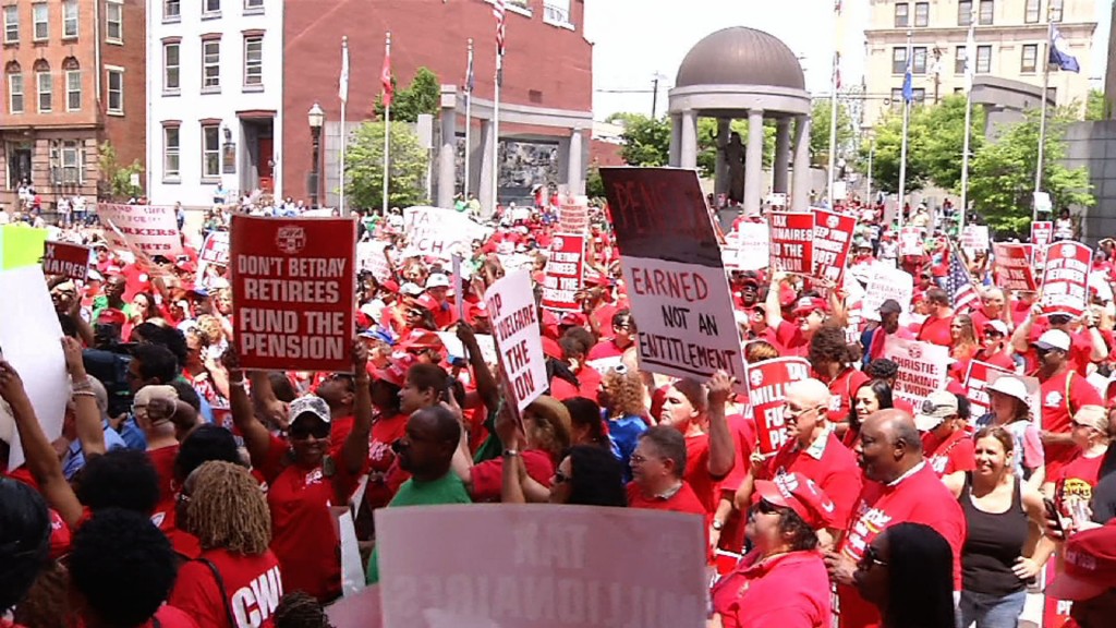 Union Members Rally for Full Pension Payments at State House