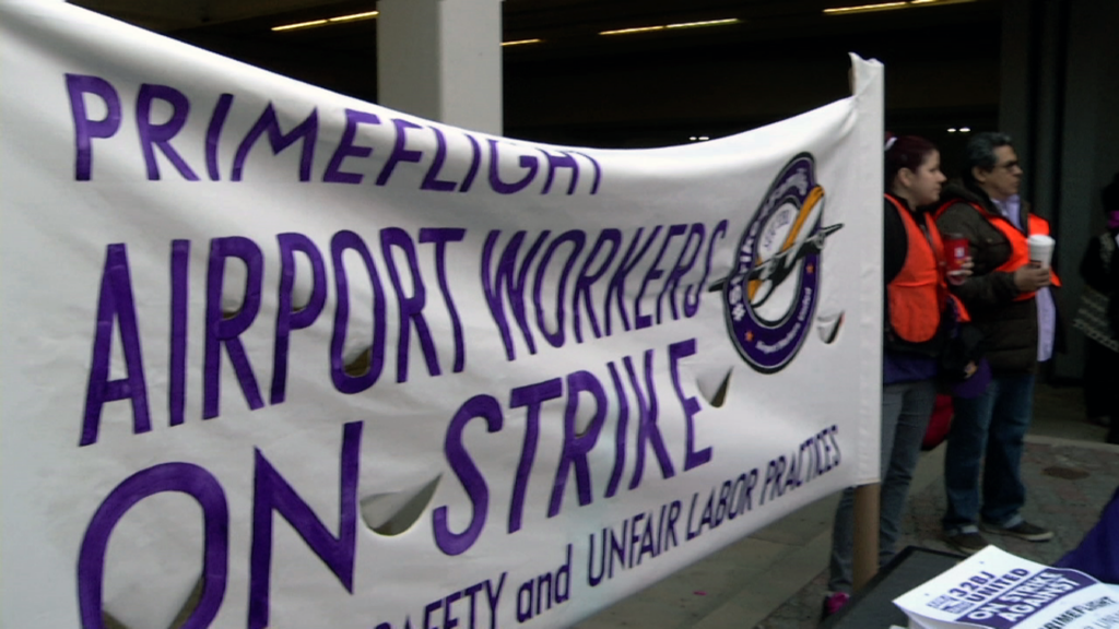 Airport Workers in Newark Join Strike Against Airline Contractor