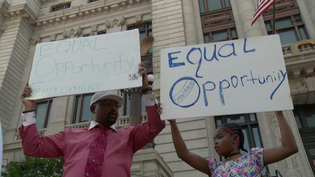 Mayor Leads Port Newark Hiring Protest