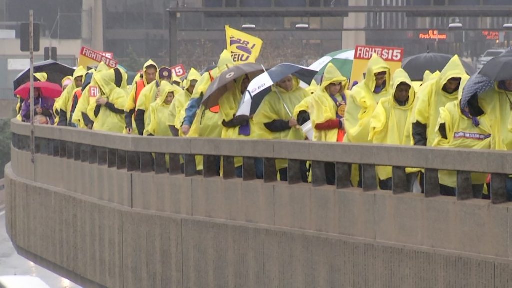 Fight For $15 Supporters Rally at Newark Airport