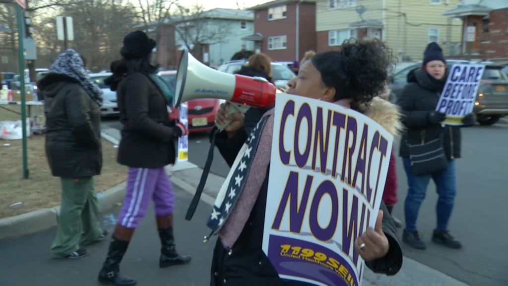 Health care workers at Linden nursing home go on strike