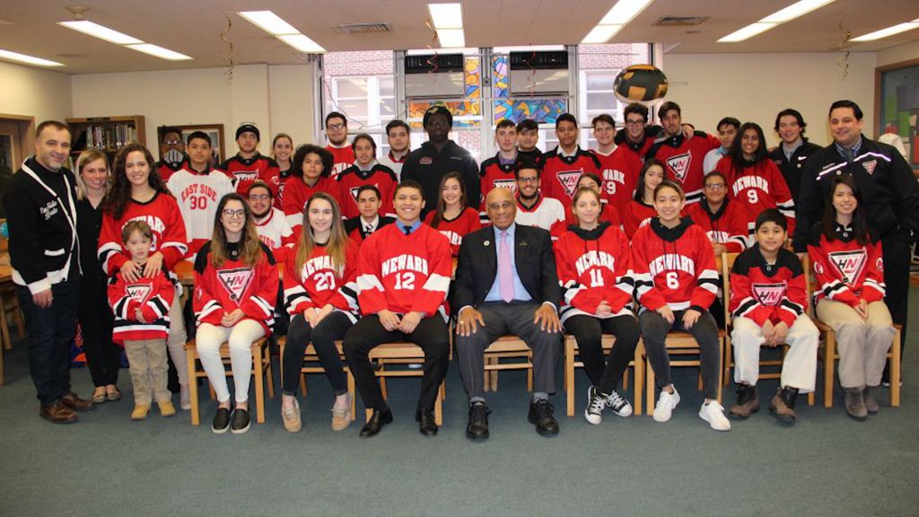 NHL’s first black hockey player visits Newark school