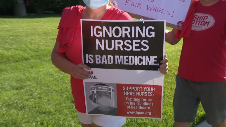 Nurses protest over contract negotiations with Hackensack Meridian Health