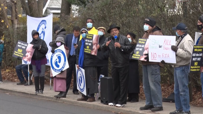 Anti-abortion protesters rally against new reproductive rights bill