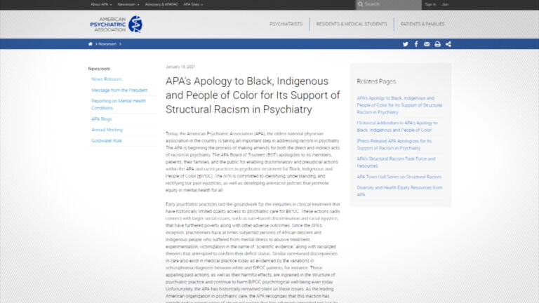 American Psychiatric Association issues apology for structural racism
