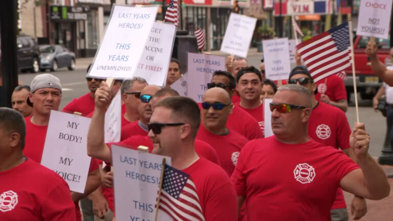 Newark firefighters, police protest COVID-19 vaccination mandate