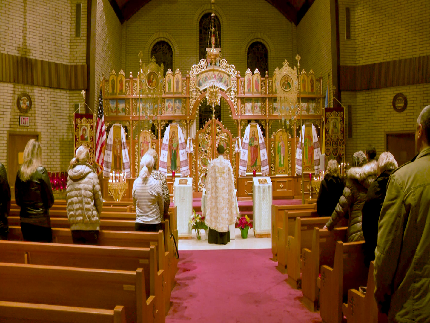 Donations and prayers at Ukrainian Orthodox church in Clifton