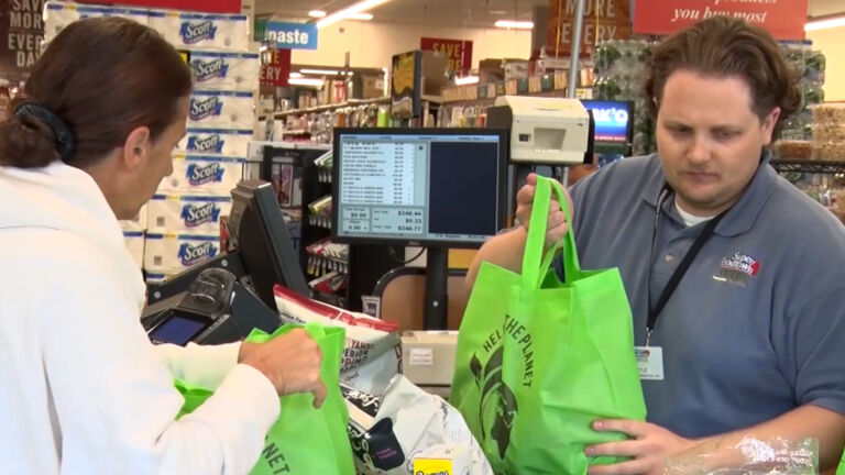 Food banks are asking people to donate reusable shopping bags
