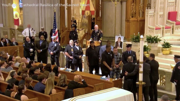 Funeral held for firefighter Augusto Acabou, killed in Port Newark blaze