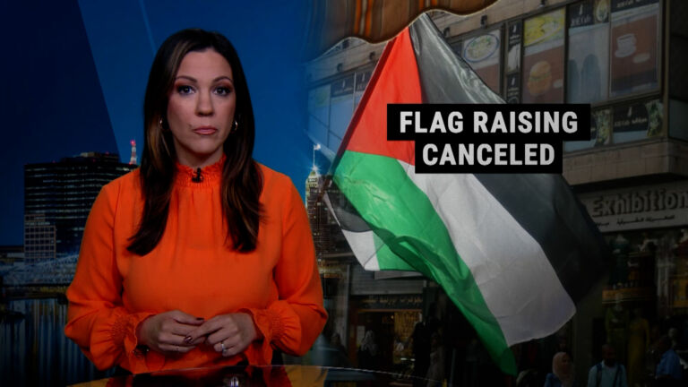 Palestinian flag-raising canceled, activists show up in solidarity