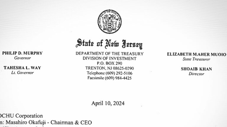 Japanese company may lose NJ pension investment for stance on Gaza crisis