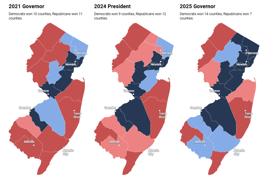 Mapping New Jersey governor results