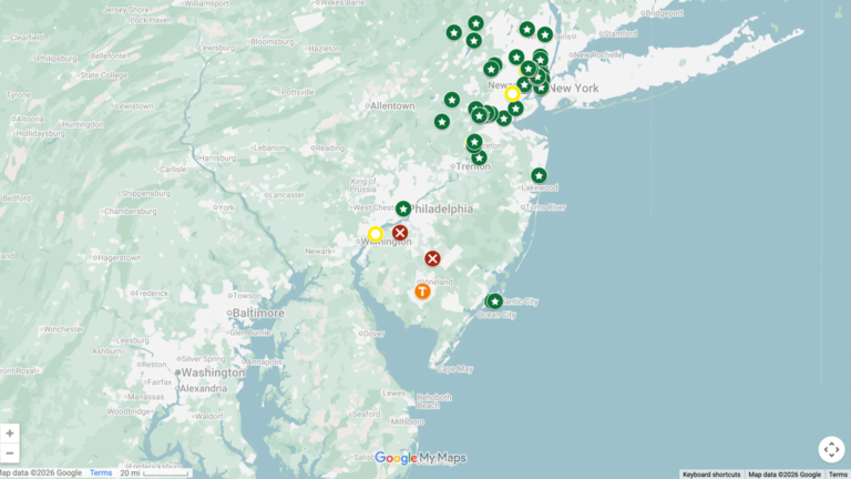 Map of data centers across New Jersey
