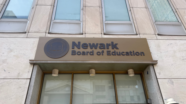 Exterior of the Newark Board of Education building, with the agency’s name displayed above the main entrance.
